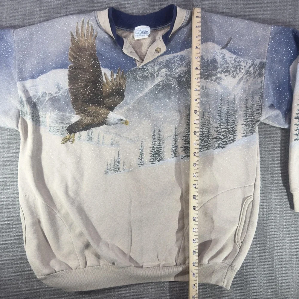 Vintage Artisans Sweatshirt Mens XL Multicolor Eagle Graphic Fleece Made USA 90s